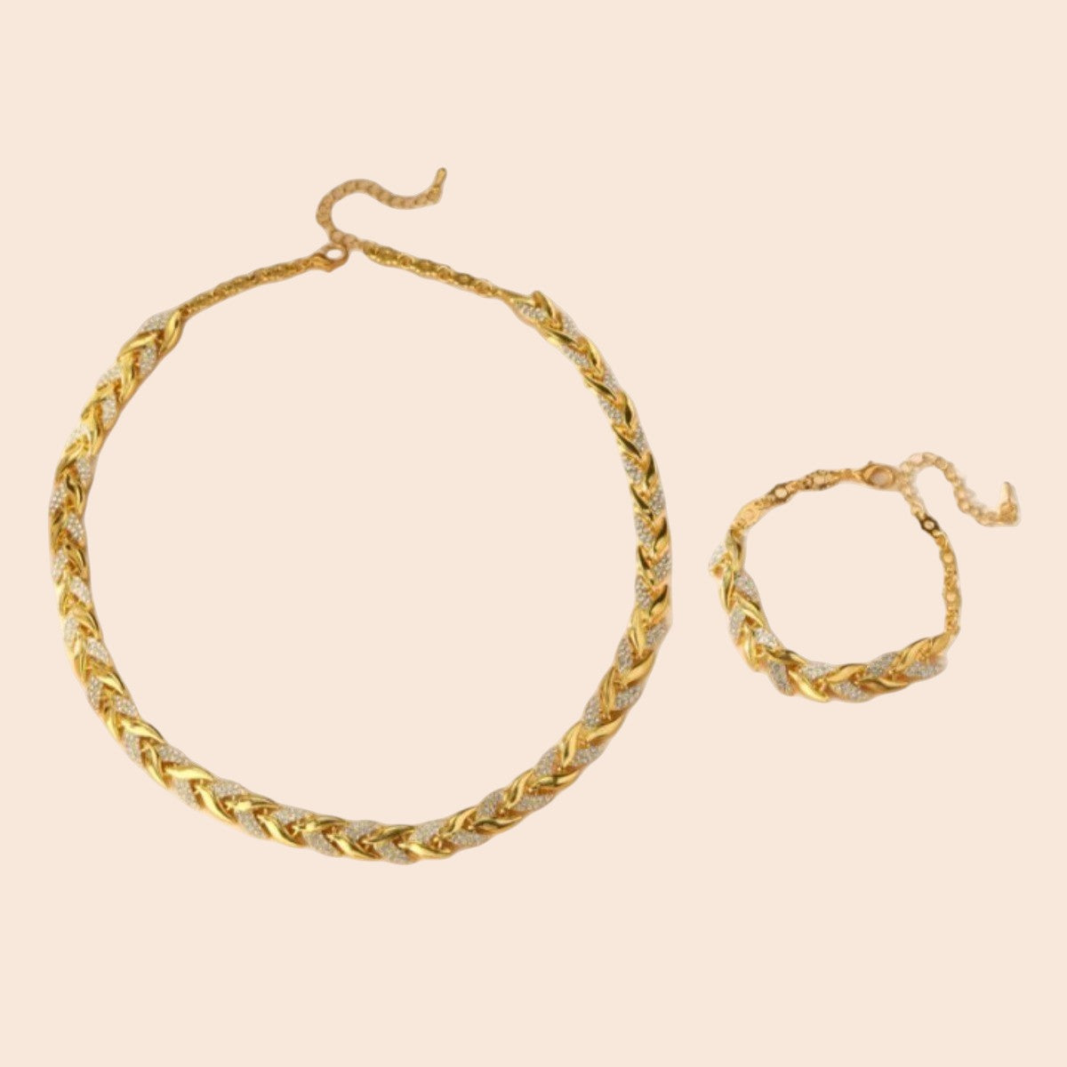 Luxe Twist Chain Necklace & Bracelet Set