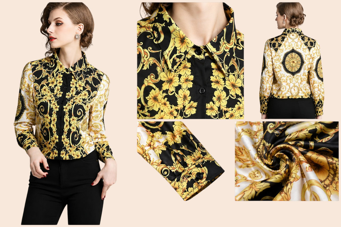 Baroque Print Blouse – Luxe Vintage Edition