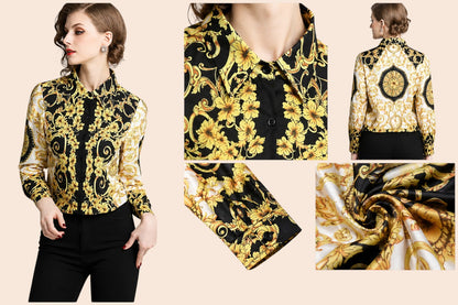 Baroque Print Blouse – Luxe Vintage Edition