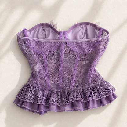 Lavender Lace Corset Peplum Top