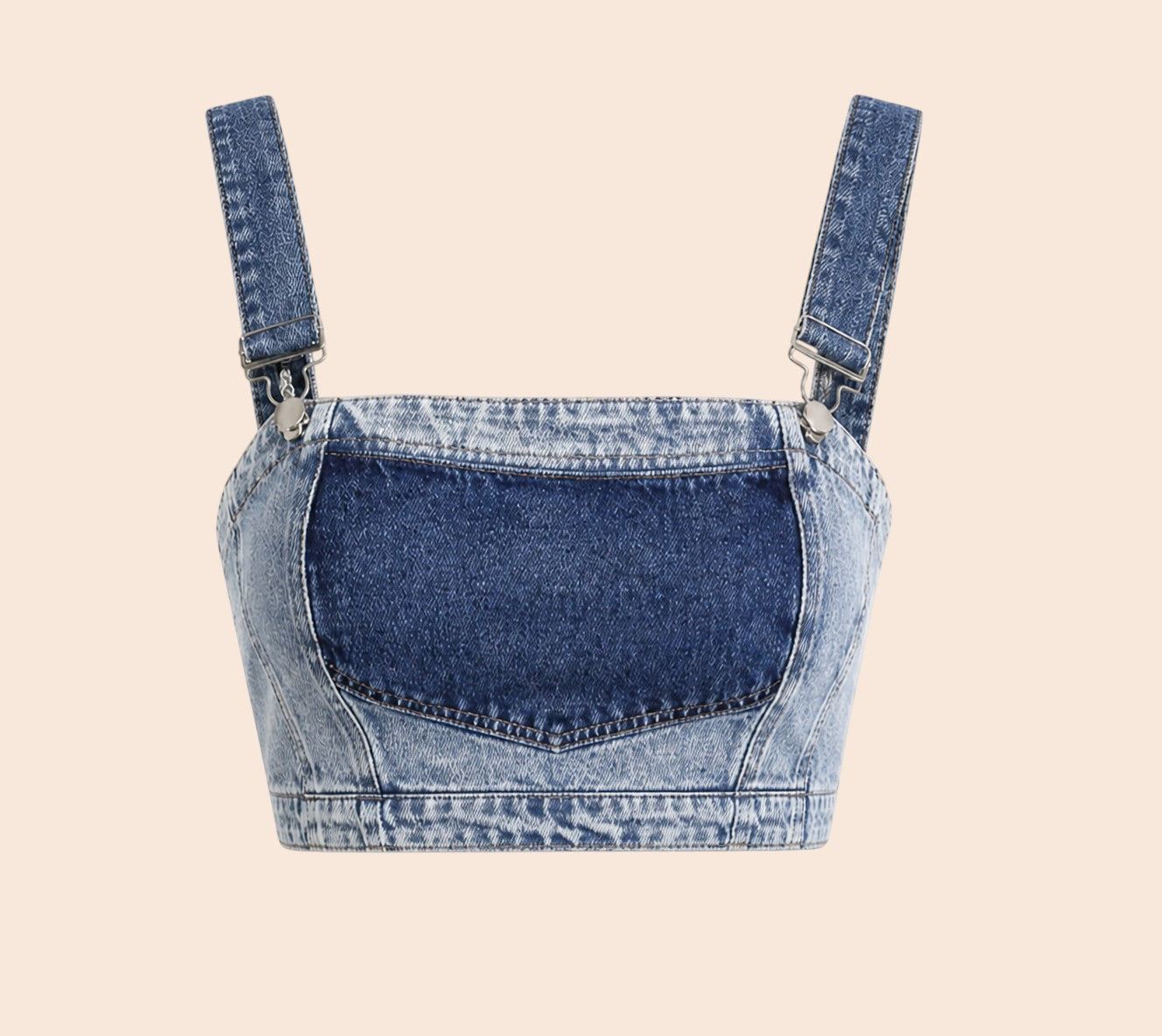 Vintage Wash Denim Corset Crop Top