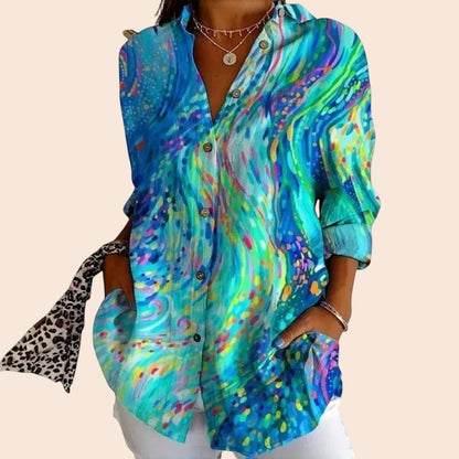 Abstract Geometric Print Blouse – Modern Statement Fit