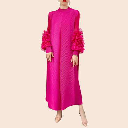 Floral Cuff Sleeve Maxi Dress