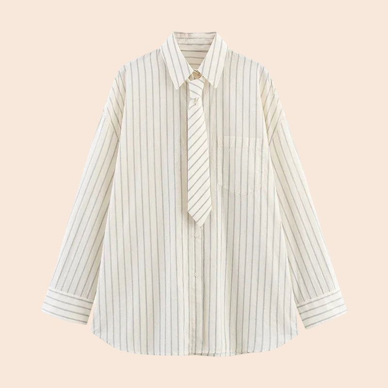 Vintage Striped Blouse – Classic Collar Edition