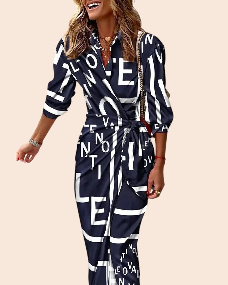 Chic Printed Shirt Dress