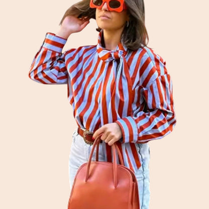 Vintage Striped Blouse – Classic Collar Edition
