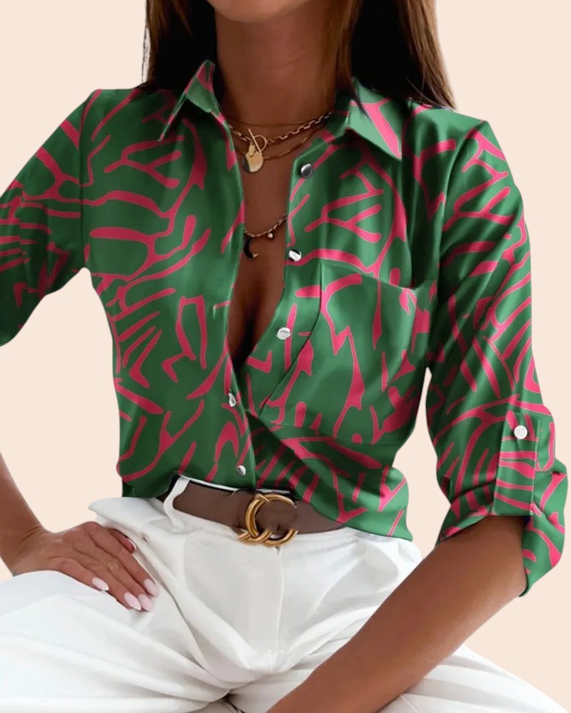 Abstract Line Print Blouse – Timeless Chic Fit
