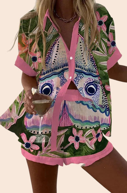 Retro Print Shorts Set – Summer Statement Collection