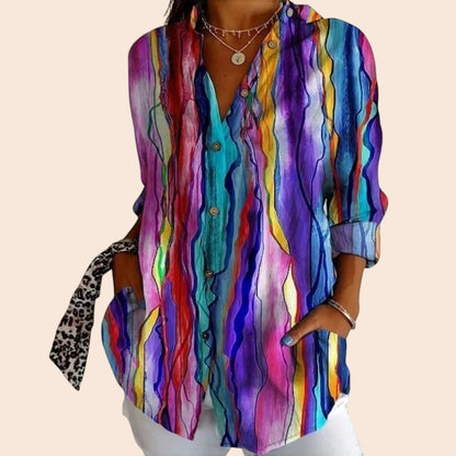 Abstract Geometric Print Blouse – Modern Statement Fit