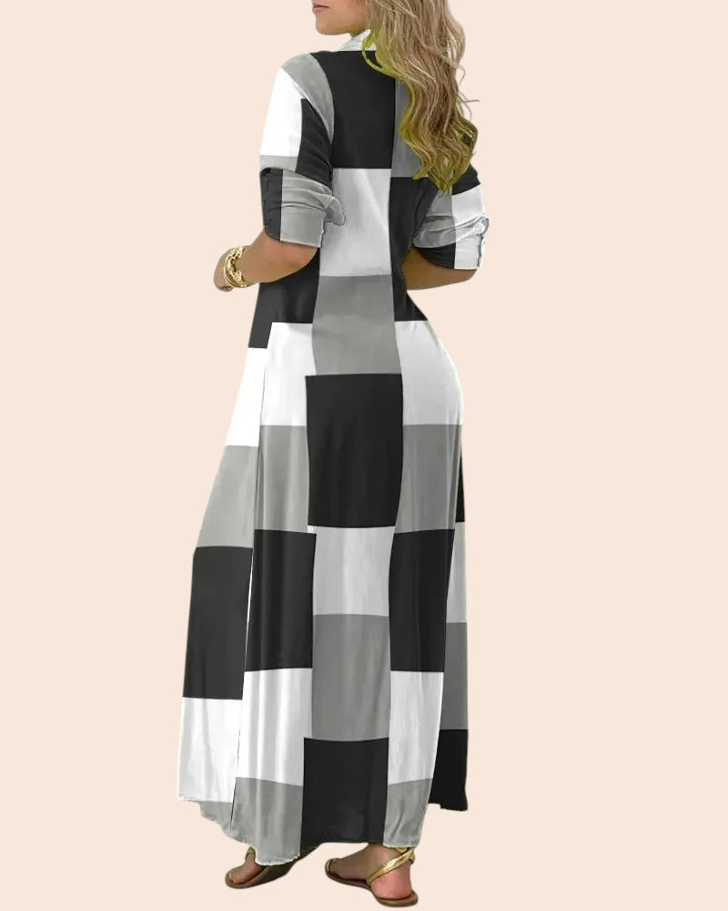 Bold Printed Shirt Maxi Dress