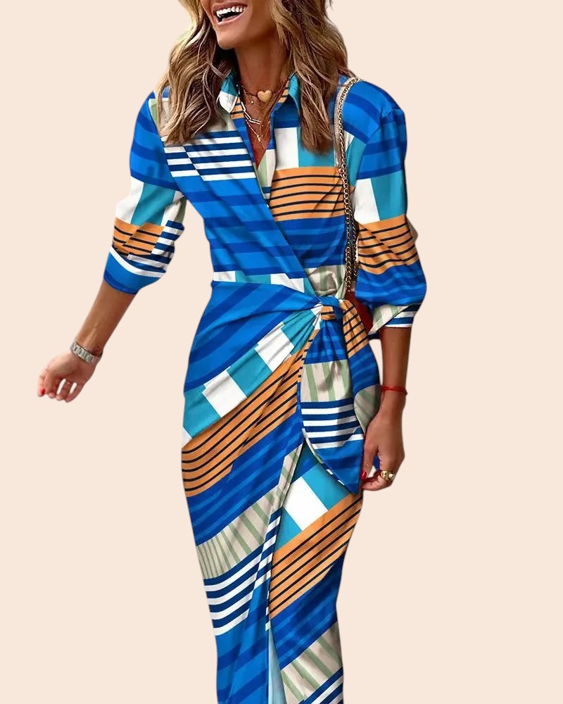 Chic Printed Shirt Dress