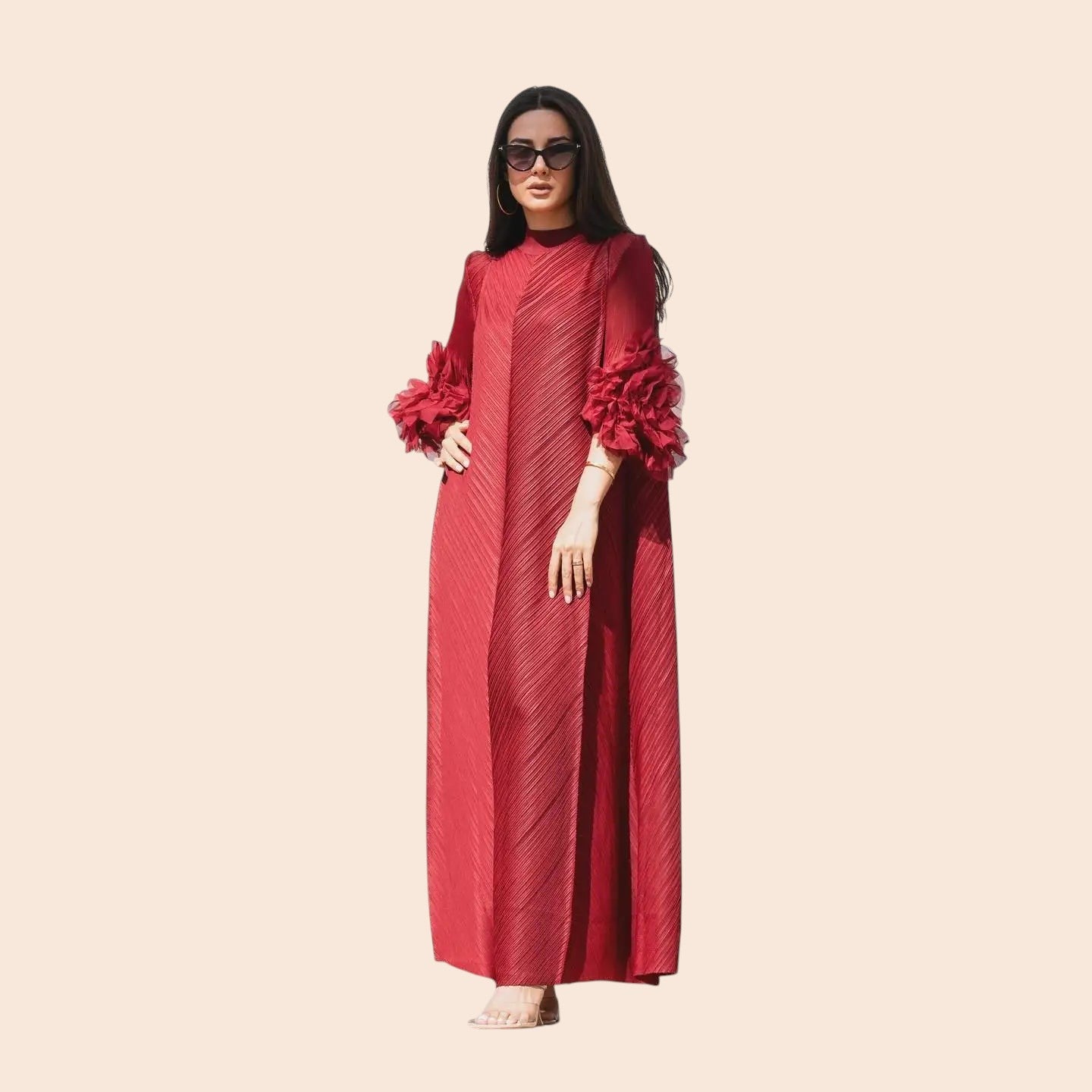Floral Cuff Sleeve Maxi Dress