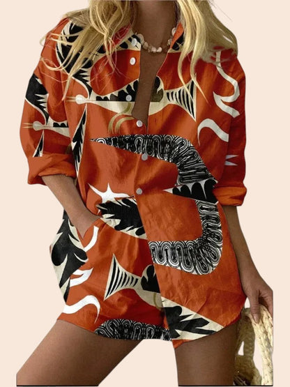 Button-Up Sleeveless Top & Wide Leg Pants Set