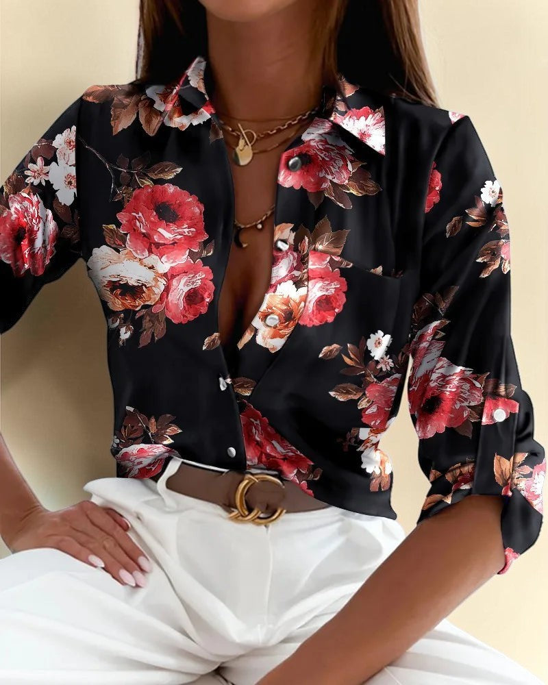 Classic Printed Satin Blouse – Chic Everyday Elegance