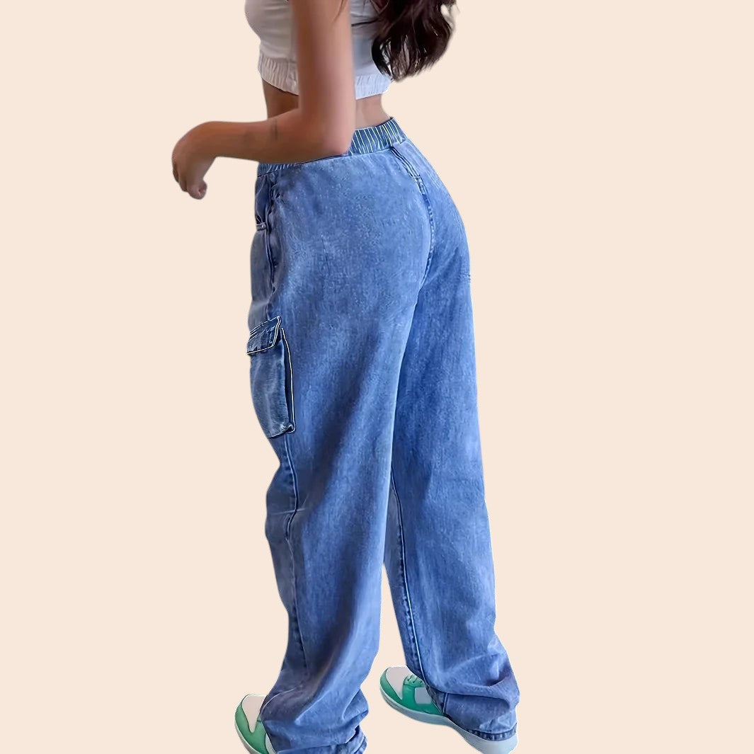 Relaxed Cargo Denim Jeans – Street Luxe Edition