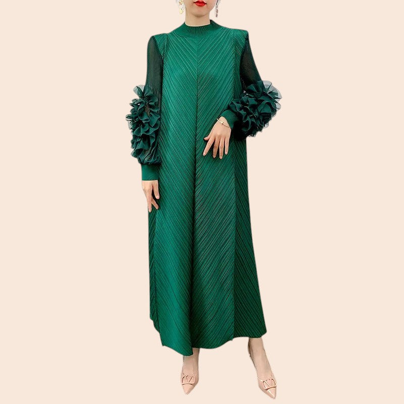 Floral Cuff Sleeve Maxi Dress