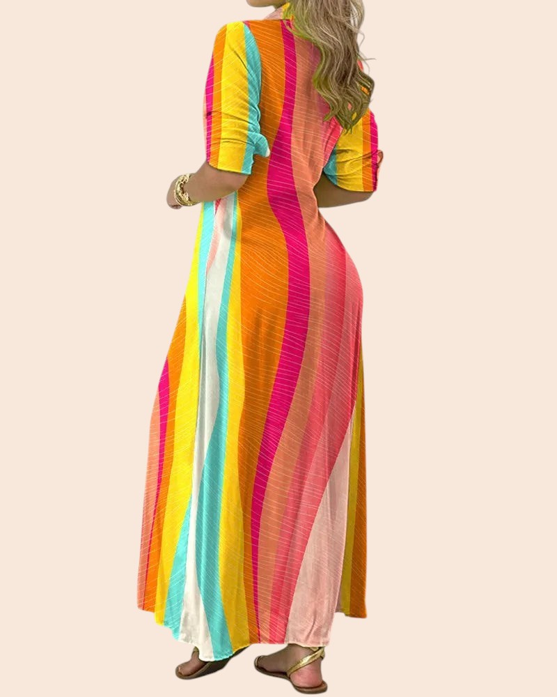 Bold Printed Shirt Maxi Dress