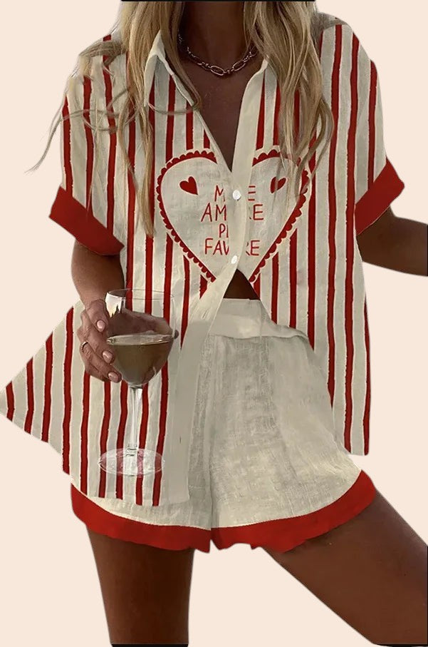 Button-Up Sleeveless Top & Wide Leg Pants Set