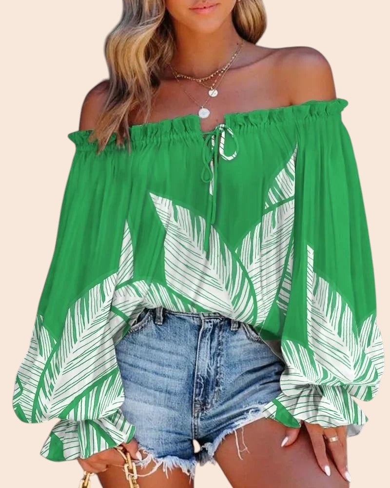 Off-Shoulder Floral Blouse – Soft Romance