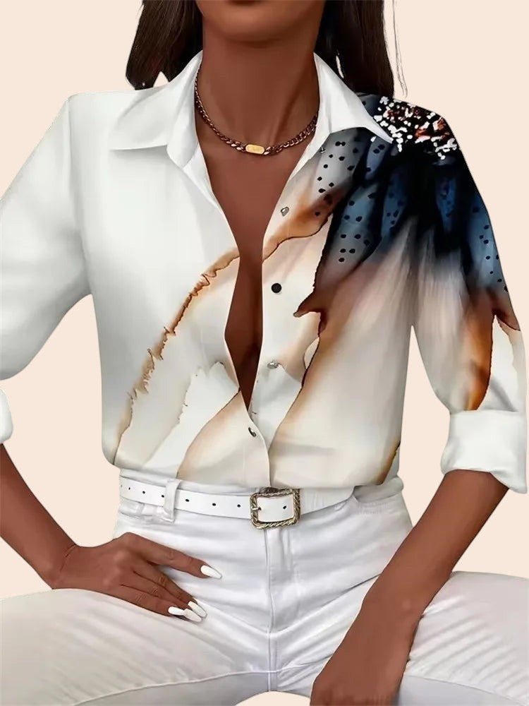 Marble Print Satin Blouse