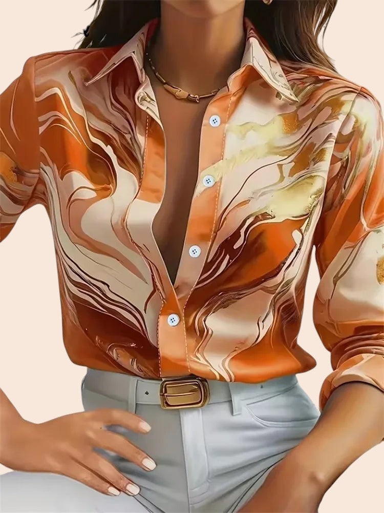 Marble Print Satin Blouse
