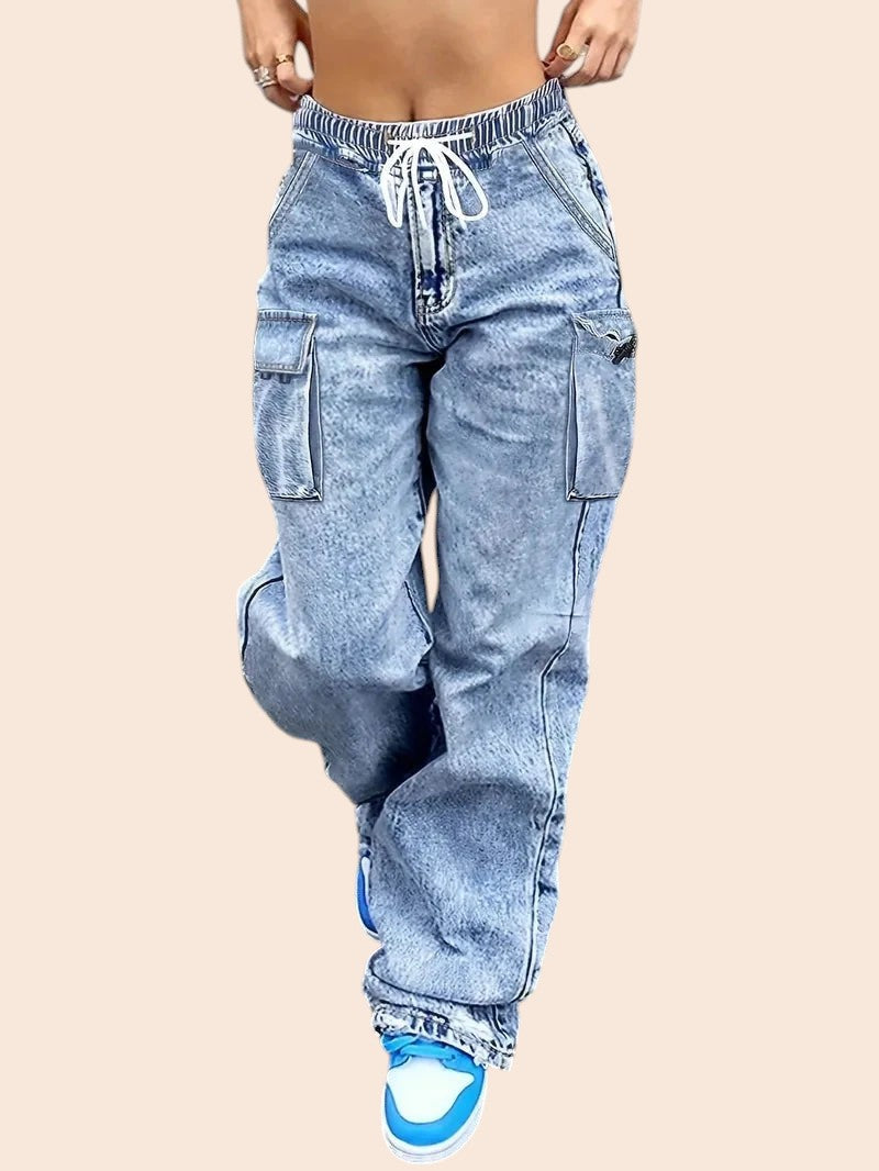 Relaxed Cargo Denim Jeans – Street Luxe Edition