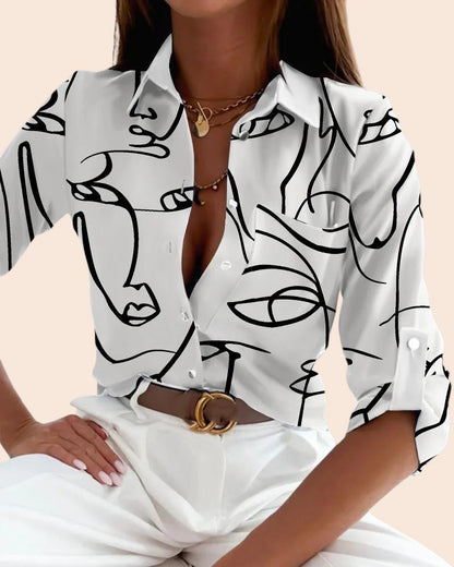 Abstract Line Print Blouse – Timeless Chic Fit