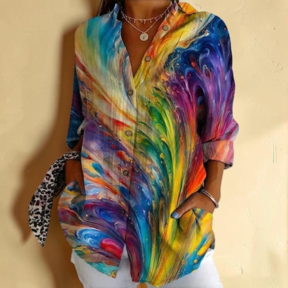 Abstract Geometric Print Blouse – Modern Statement Fit