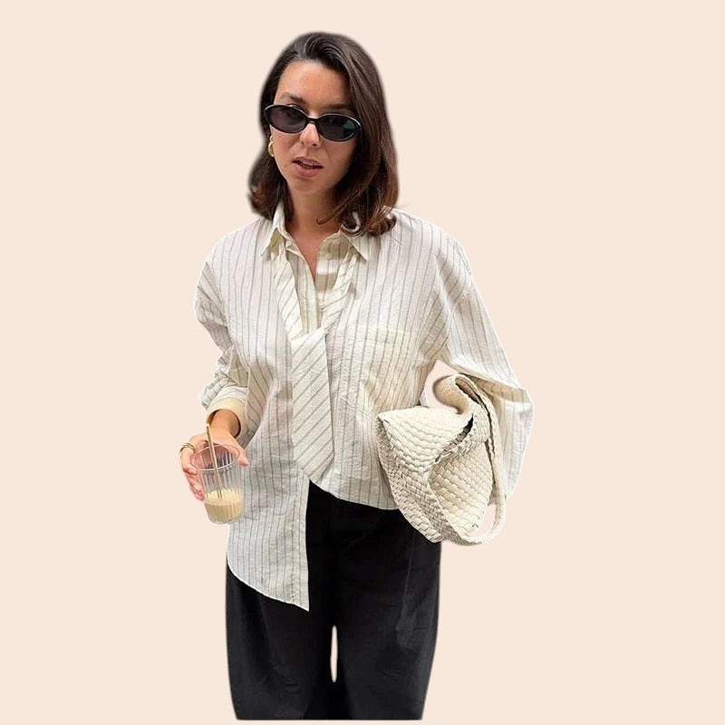 Vintage Striped Blouse – Classic Collar Edition