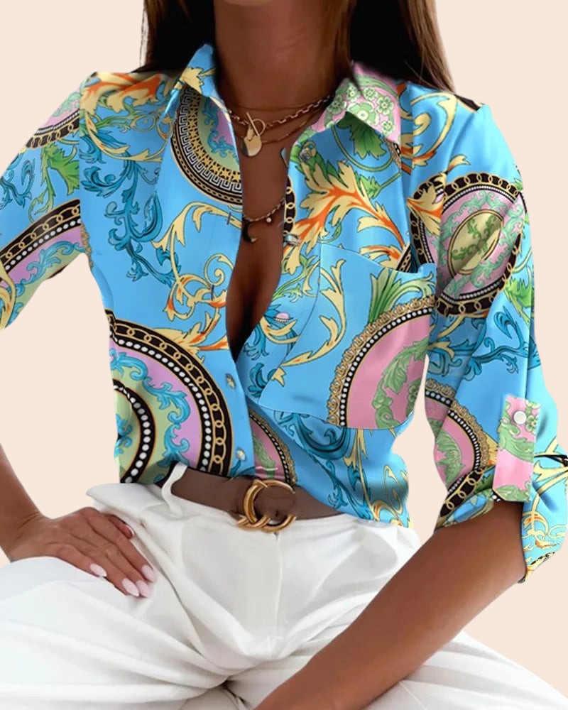 Classic Printed Satin Blouse – Chic Everyday Elegance