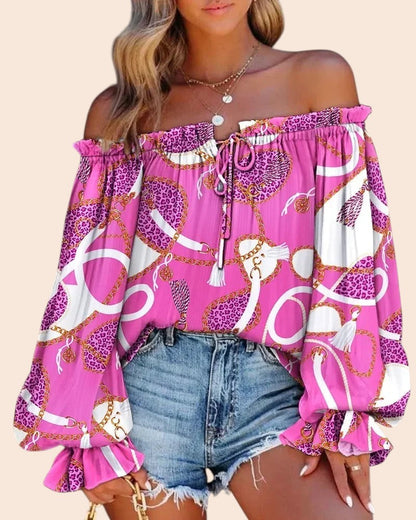 Off-Shoulder Floral Blouse – Soft Romance