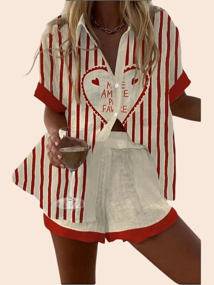 Button-Up Sleeveless Top & Wide Leg Pants Set