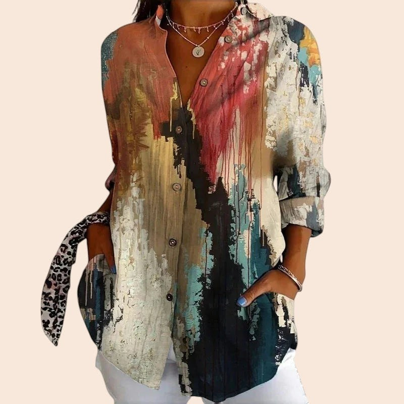 Abstract Geometric Print Blouse – Modern Statement Fit