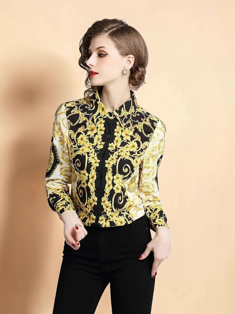 Baroque Print Blouse – Luxe Vintage Edition