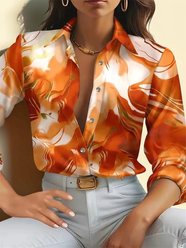 Marble Print Satin Blouse