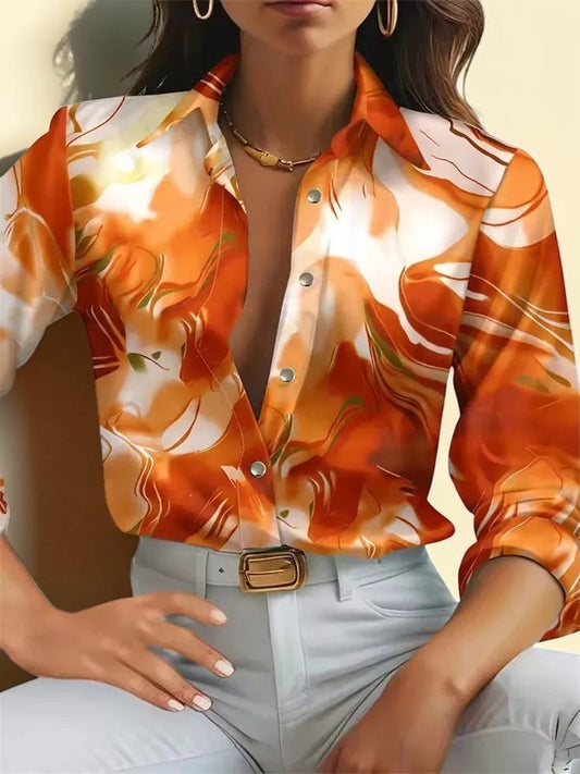 Marble Print Satin Blouse