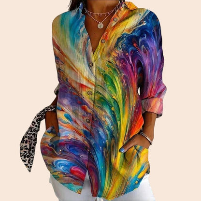 Abstract Geometric Print Blouse – Modern Statement Fit