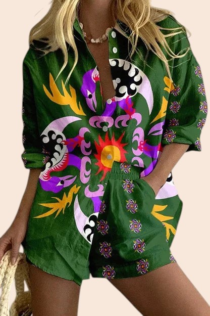 Button-Up Sleeveless Top & Wide Leg Pants Set