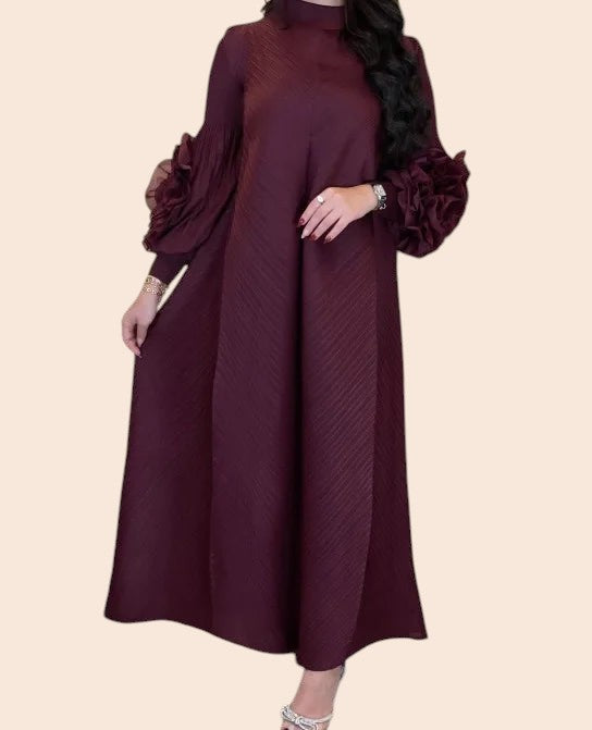 Floral Cuff Sleeve Maxi Dress