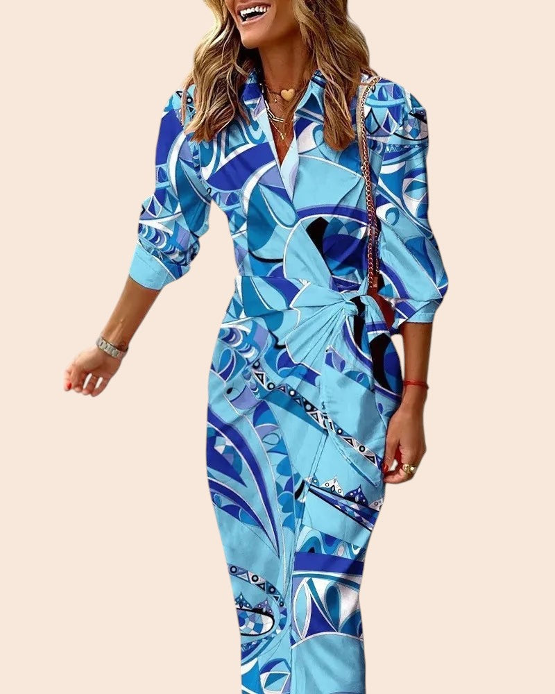 Chic Printed Shirt Dress