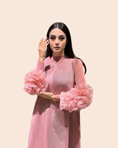 Floral Cuff Sleeve Maxi Dress