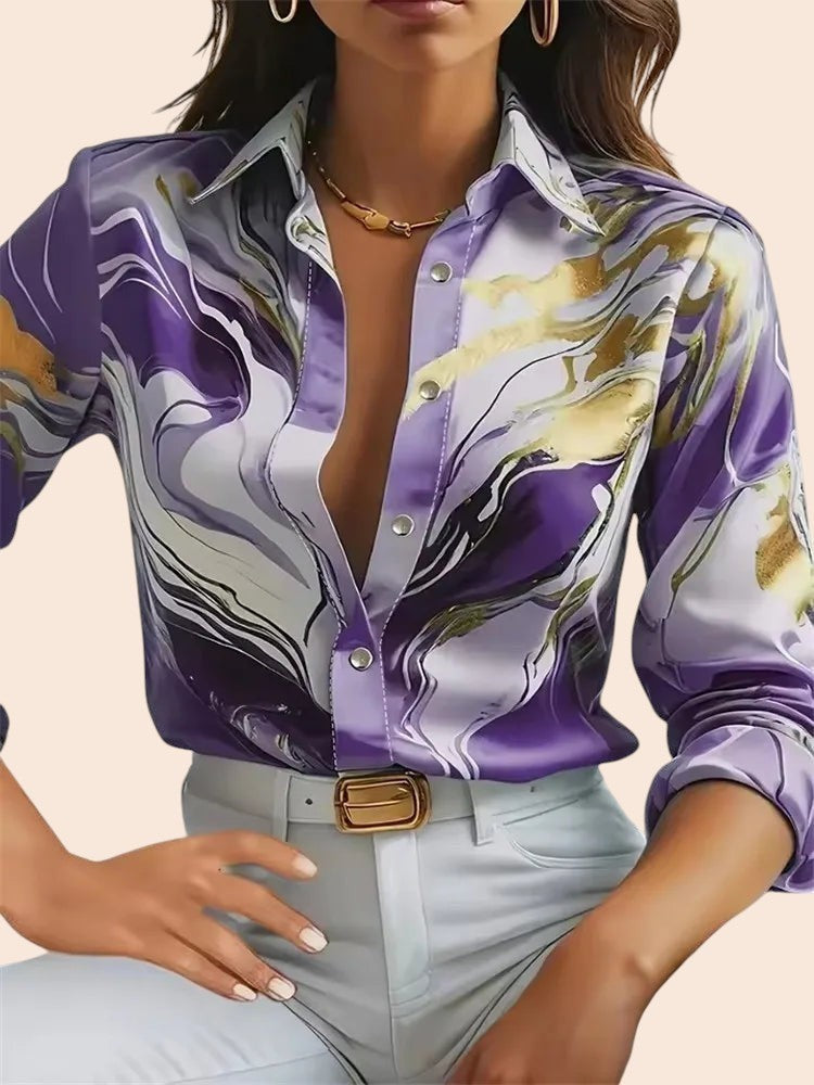 Marble Print Satin Blouse