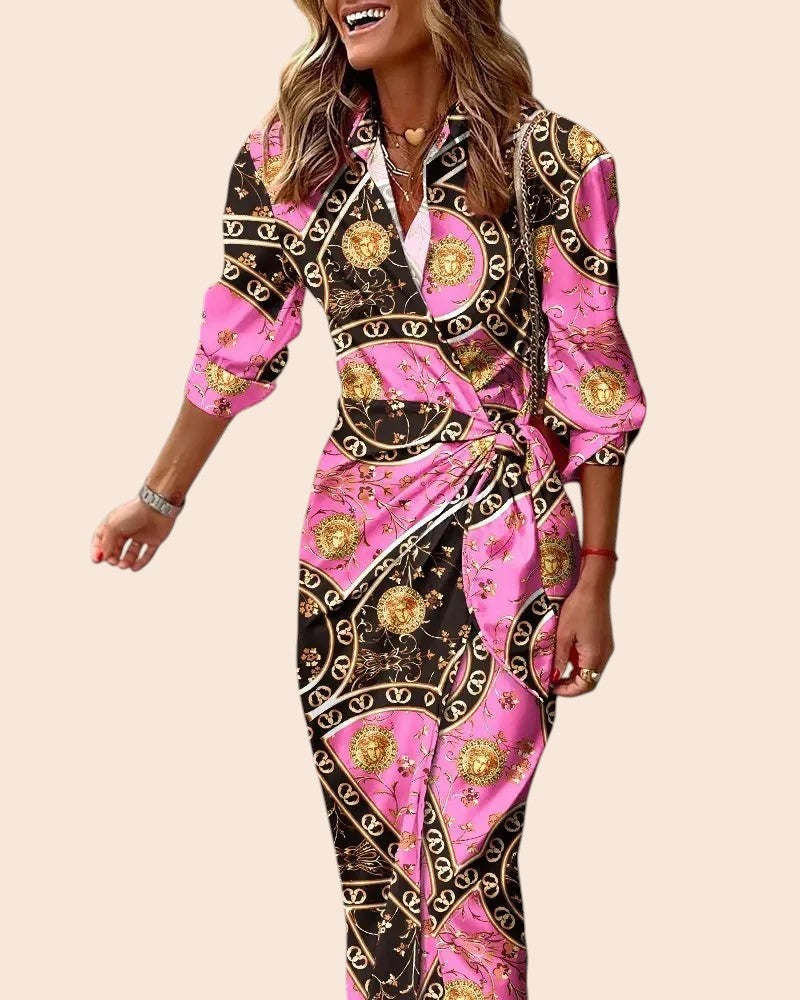 Chic Printed Shirt Dress