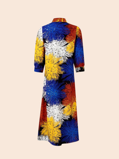 Vibrant Floral Button-Front Maxi Dress