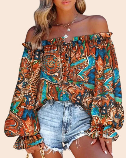 Off-Shoulder Floral Blouse – Soft Romance