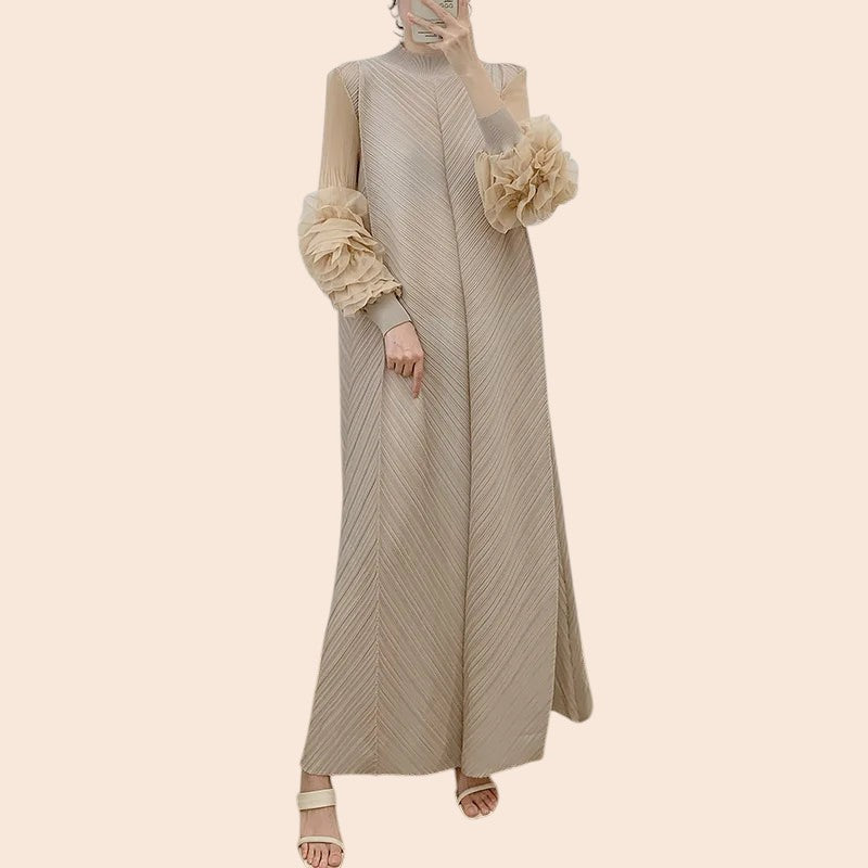 Floral Cuff Sleeve Maxi Dress