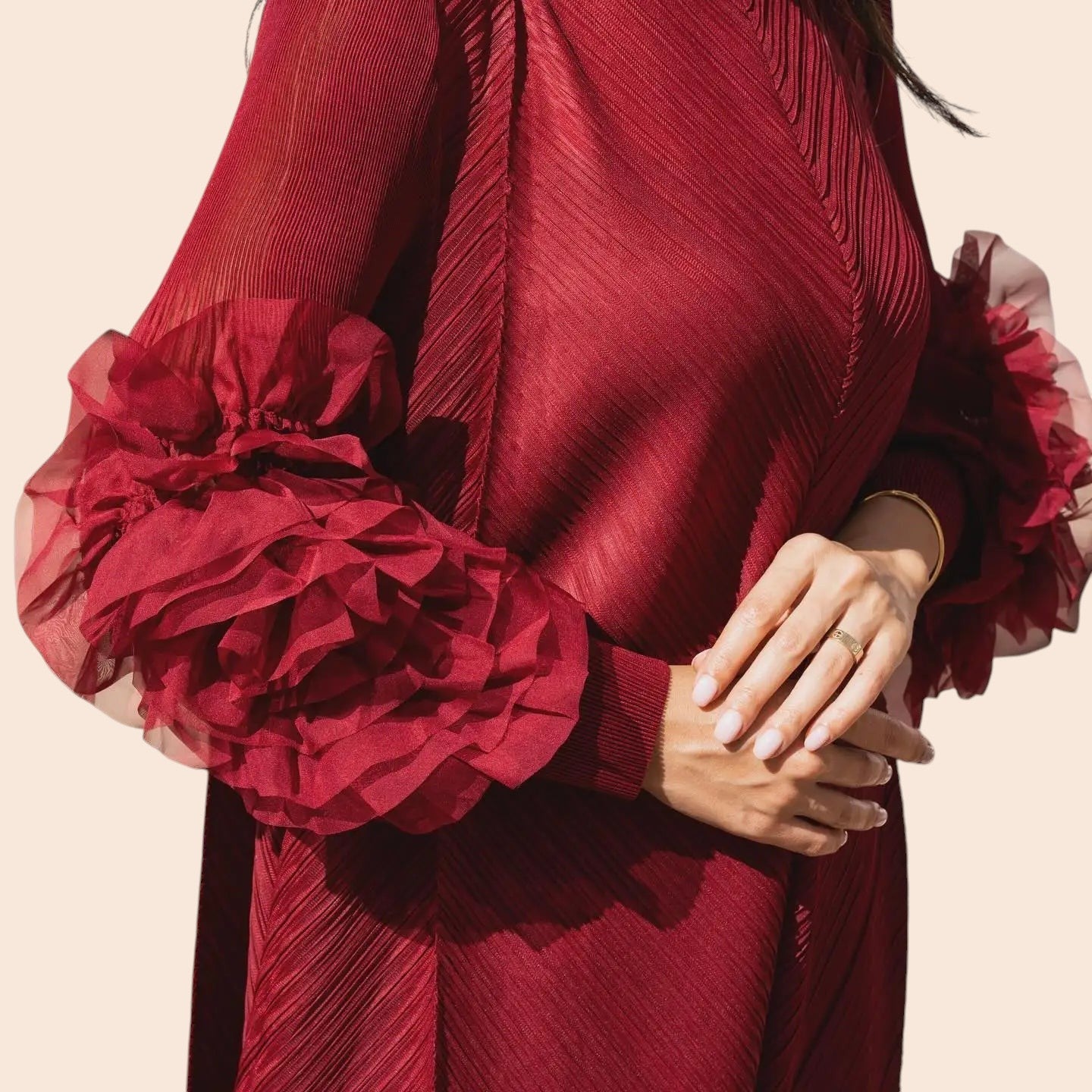 Floral Cuff Sleeve Maxi Dress
