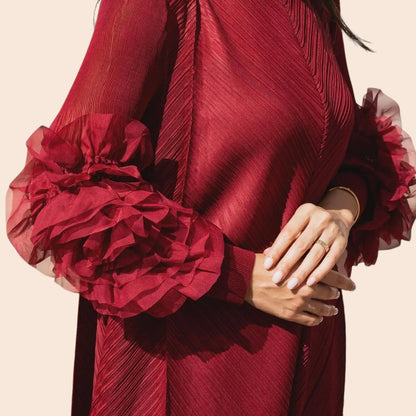 Floral Cuff Sleeve Maxi Dress
