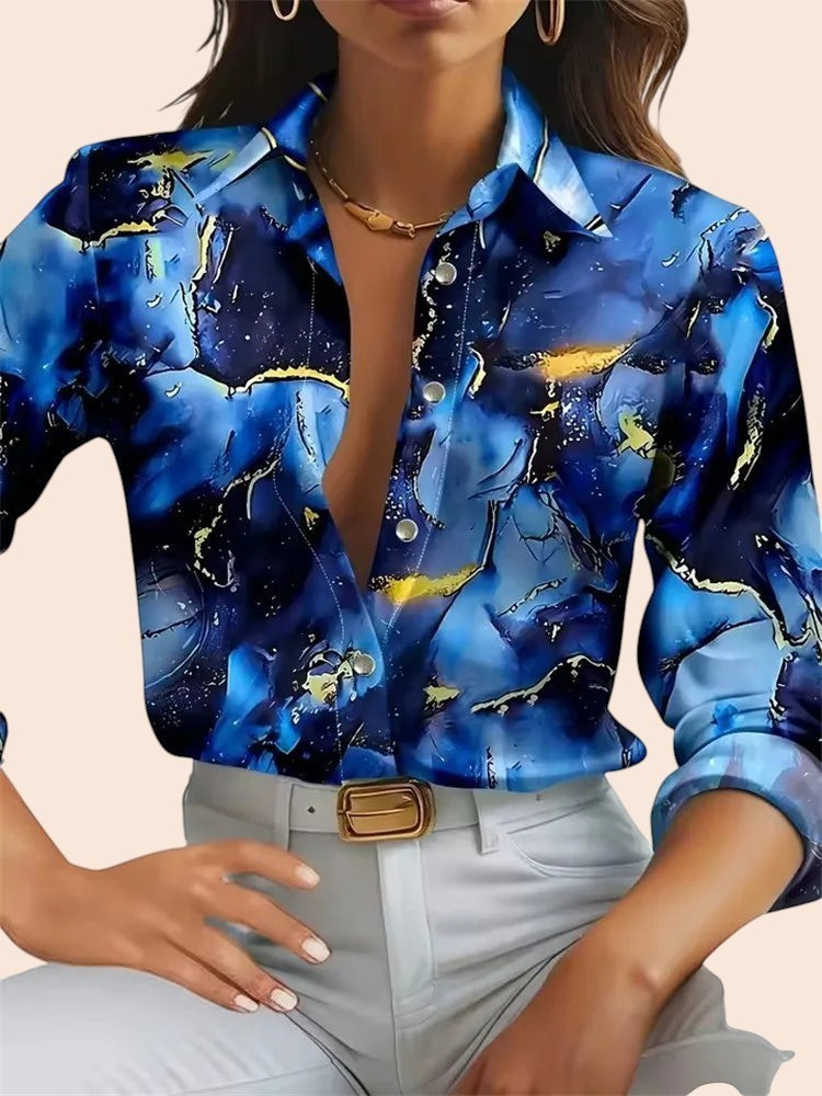 Marble Print Satin Blouse