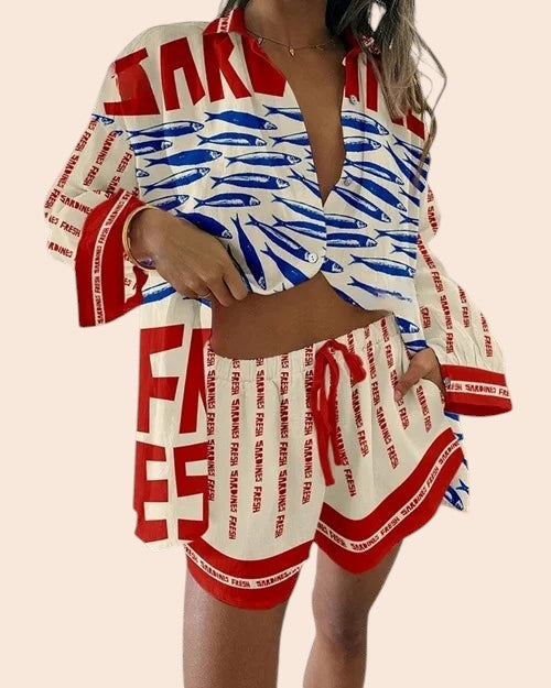 Button-Up Sleeveless Top & Wide Leg Pants Set